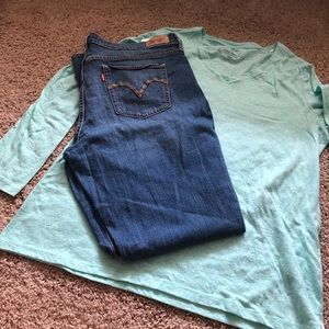 Levi jeans and Sonoma long sleeve shirt